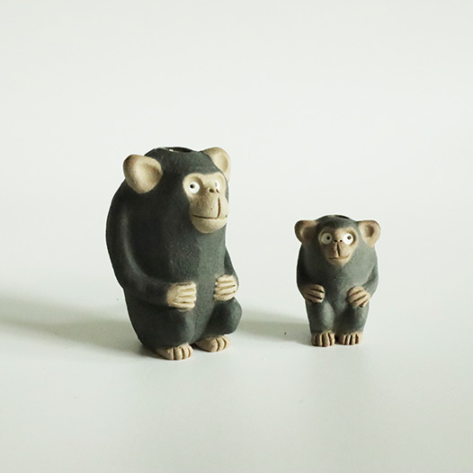 チンパンジー兄弟花器（小・ミニ）